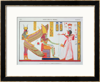 Ramesses Iv (1153-1147 Bc) Offering Incense To Isis And Amon-Re, Seated On A Throne by Jean Francois Champollion Pricing Limited Edition Print image