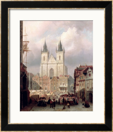 The Old Market Place At Prague, 1881 by Christiaan Cornelis Dommelshuizen Pricing Limited Edition Print image
