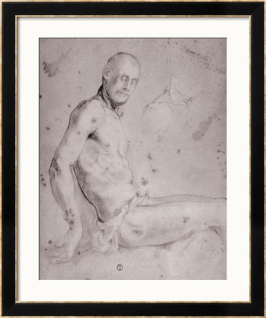 Seated Male Figure, Gabinetto Dei Disegni E Delle Stampe, Uffizi Gallery, Florence by Jacopo Da Carucci Pontormo Pricing Limited Edition Print image