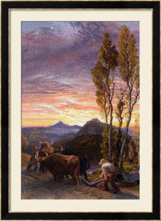 Oxen Ploughing At Sunset by Samuel Palmer Pricing Limited Edition Print image
