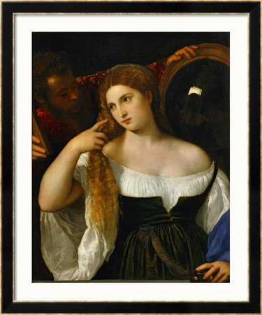 The Girl With A Mirror, Around 1515 by Titian (Tiziano Vecelli) Pricing Limited Edition Print image