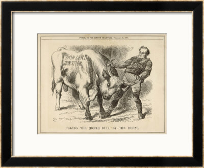 William Gladstone Taking The (Irish) Bull By The Horns by John Tenniel Pricing Limited Edition Print image