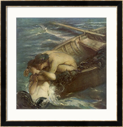 Mermaid Makes Friends With A Fisherman by Charles Shannon Pricing Limited Edition Print image