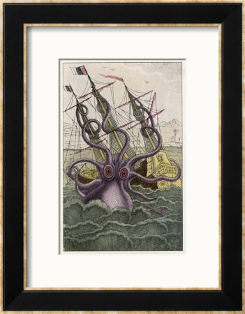 Kraken Attacks A Sailing Vessel by Denys De Montfort Pricing Limited Edition Print image