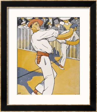 Colourful Depiction Of Basque Pelota Players by Gose Pricing Limited Edition Print image