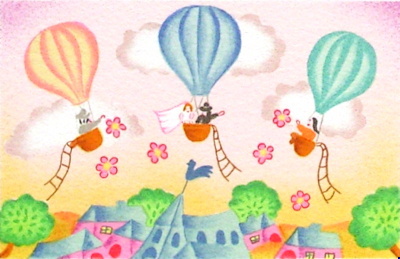 Les Maries En Mongolfiere by Valerie Hermant Pricing Limited Edition Print image