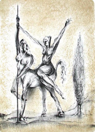 Amazone Et Centauresse by Bernard Jobin Pricing Limited Edition Print image