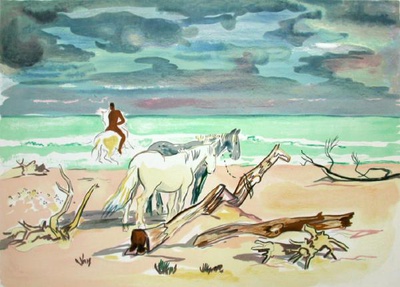 Les Chevaux Sur La Plage by Yves Brayer Pricing Limited Edition Print image