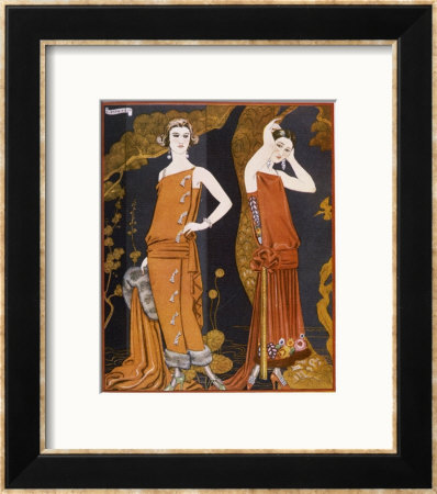 Orientally Inspired Gowns By Worth In Lacquer Reds by Georges Barbier Pricing Limited Edition Print image