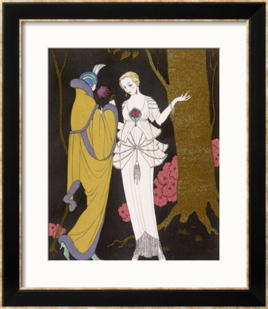 Mantle With A Yoke Voluminous Sleeves And Fur Trim And Close Fitting Hat With Aigrette by Georges Barbier Pricing Limited Edition Print image