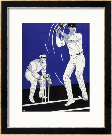 Batsman Plays A Stroke In Front Of The Wicketkeeper by Stanley R. Miller Pricing Limited Edition Print image