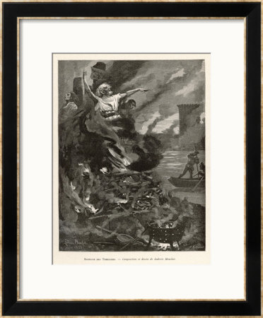 Jacques De Molay And Other Leading Knights Templar Are Hastily Burnt At Paris by Ludovic Mouchot Pricing Limited Edition Print image