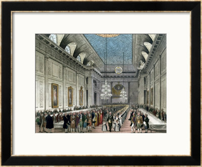 The Procession At Freemasons' Hall, Queen Street, On The Occasion Of The Annual Dinner by T. & Pugin Rowlandson Pricing Limited Edition Print image