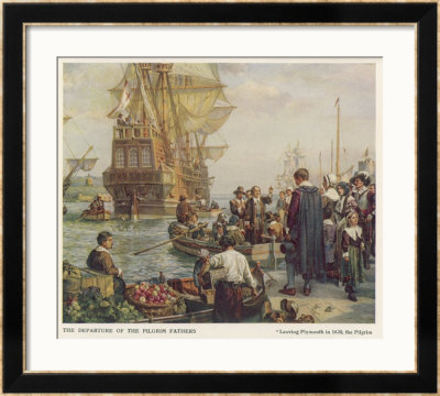 Protestants Leave Plymouth For America In The Mayflower by Bernard F. Gribbie Pricing Limited Edition Print image