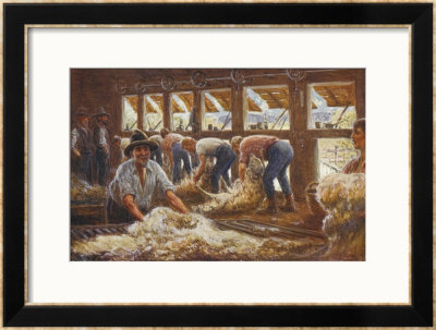 In An Australian Sheep Shearing Shed by Percy F.S. Spence Pricing Limited Edition Print image