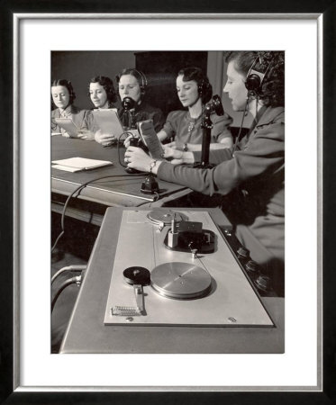 Novice Telephone Operators Talking Into A Voice Mirror To Determine If They Are Speaking Clearly by Margaret Bourke-White Pricing Limited Edition Print image