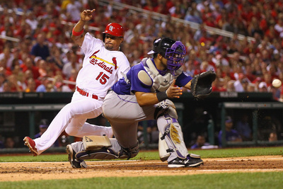 St. Louis, Mo - July 2: Rafael Furcal And Wilin Rosario by Dilip Vishwanat Pricing Limited Edition Print image