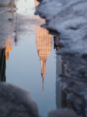 Reflection Of Empire State Building In A Puddle by Fogstock Llc Pricing Limited Edition Print image
