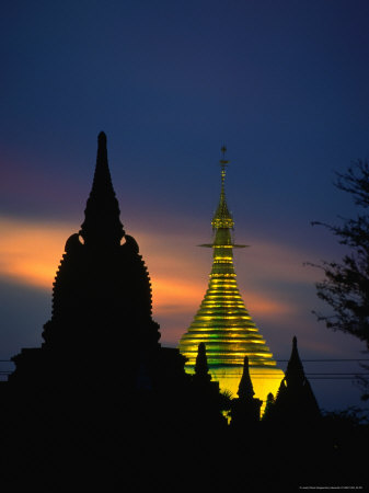 Sun Rises Behind A Temple At Bagan, Bagan, Mandalay, Myanmar (Burma) by Jerry Alexander Pricing Limited Edition Print image