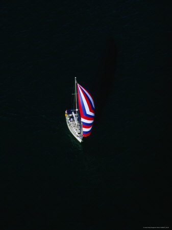 Yacht Gliding Across San Francisco Bay, San Francisco, California, Usa by Jim Wark Pricing Limited Edition Print image