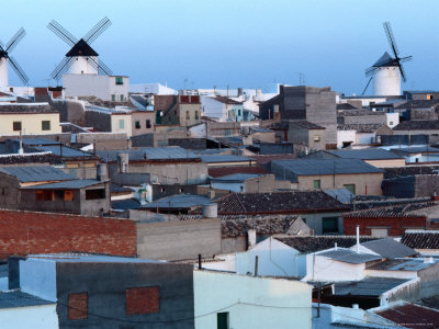 Restored Windmills In Outskirts Of Town, Consuegra, Castilla-La Mancha, Spain by Bill Wassman Pricing Limited Edition Print image