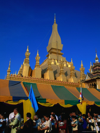 Pha That Luang Stupa On Show During That Luang Festival, Vientiane, Laos by Joe Cummings Pricing Limited Edition Print image