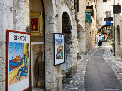 Street With Shoppers And Art Galleries, Saint-Paul De France, Cote D'azure, France by Robert Eighmie Pricing Limited Edition Print image