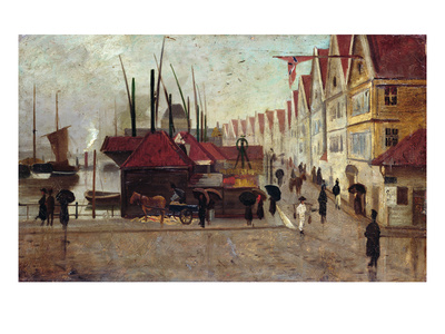 The Quay In Bergen, 1875 (Oil On Canvas) by Frederik Collett Pricing Limited Edition Print image
