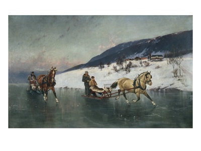 Sledge Ride On The Ice (Oil On Canvas) by Axel Hjalmar Ender Pricing Limited Edition Print image