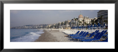 Empty Lounge Chairs On The Beach, Nice, French Riviera, France by Panoramic Images Pricing Limited Edition Print image