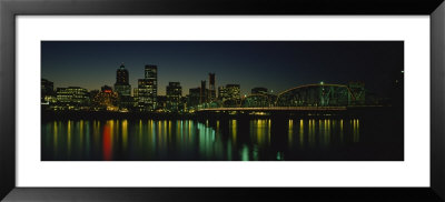 Buildings Lit Up At Night, Willamette River, Portland, Oregon, Usa by Panoramic Images Pricing Limited Edition Print image