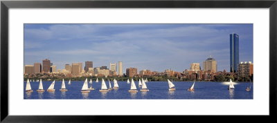 Boats On A River By A City, Charles River, Boston, Massachusetts, Usa by Panoramic Images Pricing Limited Edition Print image