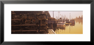 Lobster Traps With Motorboats Moored At A Harbor, Little Harbor, Cherry Hill, Nova Scotia, Canada by Panoramic Images Pricing Limited Edition Print image