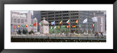 Flags On A Bridge, Michigan Ave Bridge, Chicago, Illinois, Usa by Panoramic Images Pricing Limited Edition Print image