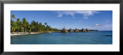 Beach Huts On The Water, Kia Ora Village, French Polynesia by Panoramic Images Pricing Limited Edition Print image