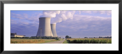 View Of Chimneys At A Power Station, Byron Nuclear Power Station, Ogle County, Illinois, Usa by Panoramic Images Pricing Limited Edition Print image