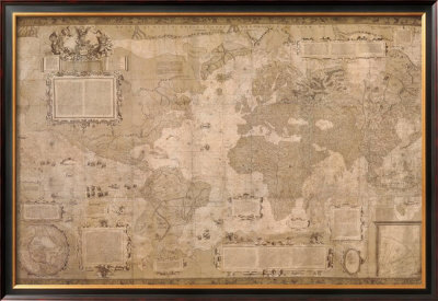 Map World-Antique Paper 1500'S by Gerardus Mercator Pricing Limited Edition Print image