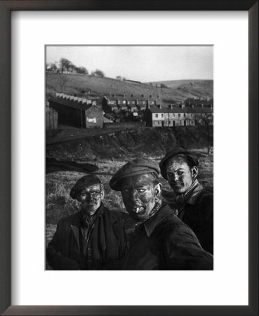 Three Welsh Coal Miners Just Up From The Pits After A Day's Work In Coal Mine In Wales by W. Eugene Smith Pricing Limited Edition Print image