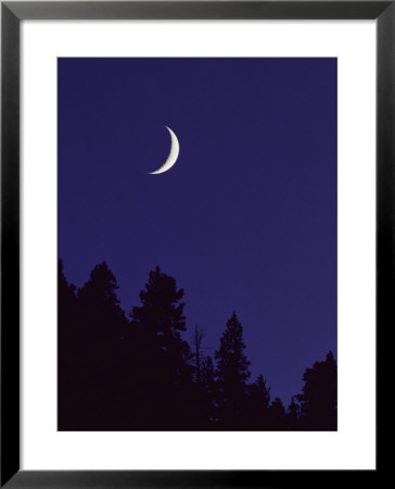 A Crescent Moon Shines Over The Ridges Leading To Maggies Peaks by George F. Mobley Pricing Limited Edition Print image