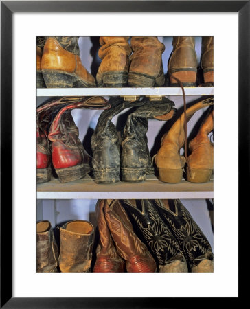 Cowboy Boots At Ranch, Marion, Montana, Usa by Chuck Haney Pricing Limited Edition Print image