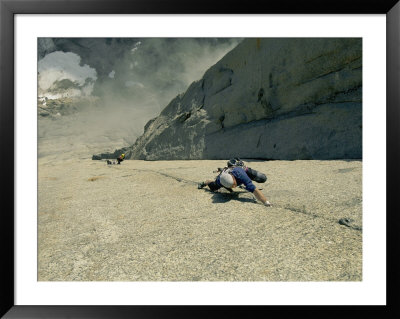 A Climber Negotiates The Second Pitch Of Previously Unclimbed 3,600-Foot Granite Wall In Greenland by Bobby Model Pricing Limited Edition Print image