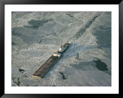 Tugboat Pushing Barge Through Winter Ice On The Chesapeake Bay by Skip Brown Pricing Limited Edition Print image