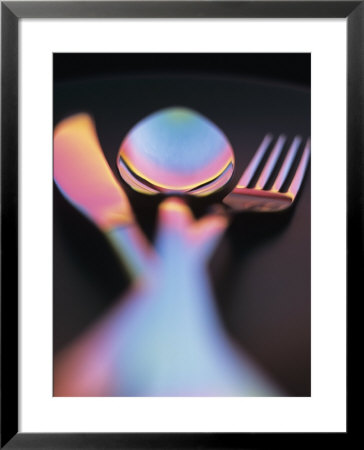 Knife, Fork And Spoon In Red And Blue Light by Vladimir Shulevsky Pricing Limited Edition Print image