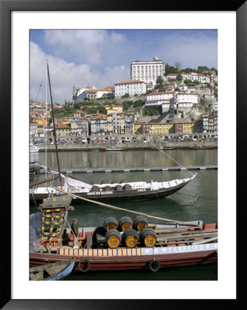 Port Barges On Douro River, With City Beyond, Oporto (Porto), Portugal by Upperhall Pricing Limited Edition Print image
