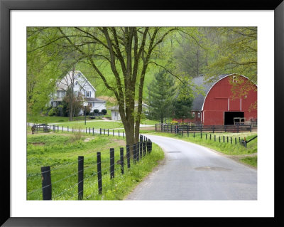 Red Barn And Farmhouse Near Berlin, Ohio, Usa by David R. Frazier Pricing Limited Edition Print image
