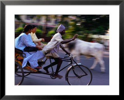 Young Women On Cycle Rickshaw, Lucknow, Uttar Pradesh, India by Greg Elms Pricing Limited Edition Print image