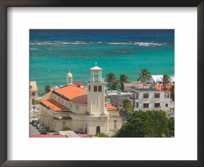 Town View And Church On Marie-Galante Island, Guadaloupe, Caribbean by Walter Bibikow Pricing Limited Edition Print image