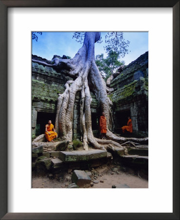 Monks In The Ta Prohm Temple, Angkor, Unesco World Heritage Site, Siem Reap, Cambodia, Asia by Gavin Hellier Pricing Limited Edition Print image