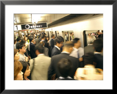 Commuters Boarding Train During 8Am Rush Hour At Ueno Station, Ginza Line, Tokyo, Japan by Greg Elms Pricing Limited Edition Print image