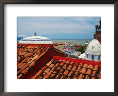 Terracotta Rooftop In Zona Centro, Templo De Guadelupe, Bay Of Banderas, Puerto Vallarta, Mexico by Anthony Plummer Pricing Limited Edition Print image